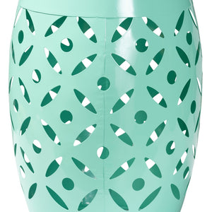 Baxton Studio Baxton Studio Hallie Modern Metal Outdoor Side Table with Geometric Design for Stylish Spaces Aqua H01-101371B Aqua Metal Side Table