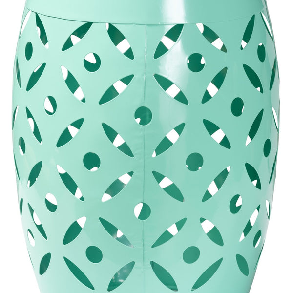 Baxton Studio Baxton Studio Hallie Modern Metal Outdoor Side Table with Geometric Design for Stylish Spaces Aqua H01-101371B Aqua Metal Side Table