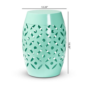 Baxton Studio Baxton Studio Hallie Modern Metal Outdoor Side Table with Geometric Design for Stylish Spaces Aqua H01-101371B Aqua Metal Side Table