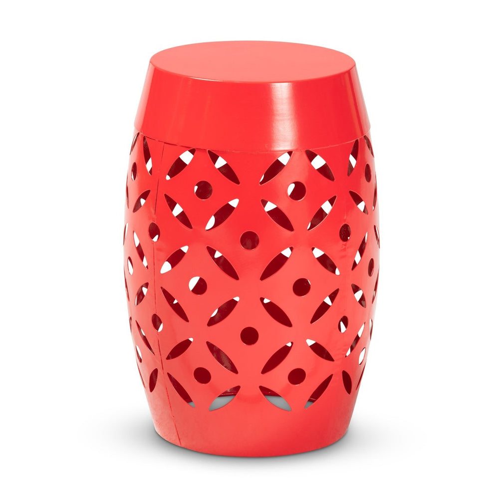 Baxton Studio Baxton Studio Hallie Modern Metal Outdoor Side Table with Geometric Design for Stylish Spaces Red H01-101371 Red Metal Side Table