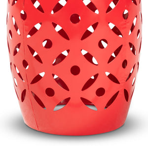 Baxton Studio Baxton Studio Hallie Modern Metal Outdoor Side Table with Geometric Design for Stylish Spaces Red H01-101371 Red Metal Side Table