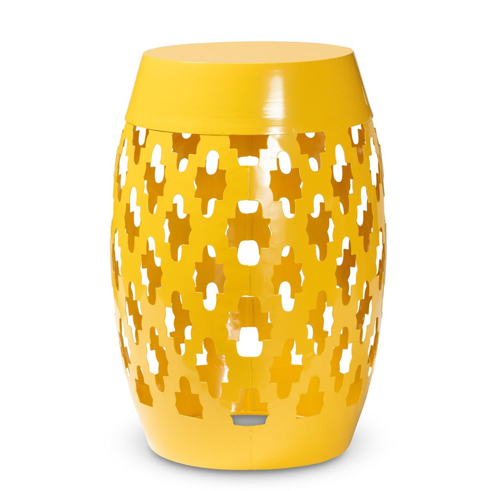 Baxton Studio Baxton Studio Modern Metal Outdoor Side Table with Geometric Cut-Out Design for Stylish Spaces Yellow H01-101370A Yellow Metal Side Table