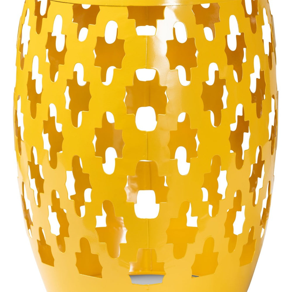 Baxton Studio Baxton Studio Modern Metal Outdoor Side Table with Geometric Cut-Out Design for Stylish Spaces Yellow H01-101370A Yellow Metal Side Table