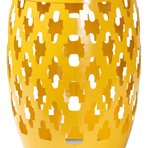 Baxton Studio Baxton Studio Modern Metal Outdoor Side Table with Geometric Cut-Out Design for Stylish Spaces Yellow H01-101370A Yellow Metal Side Table