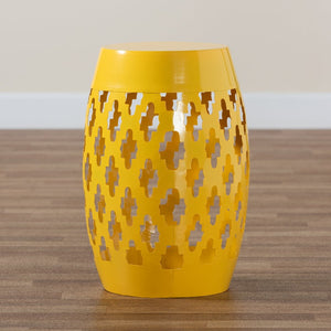 Baxton Studio Baxton Studio Modern Metal Outdoor Side Table with Geometric Cut-Out Design for Stylish Spaces Yellow H01-101370A Yellow Metal Side Table