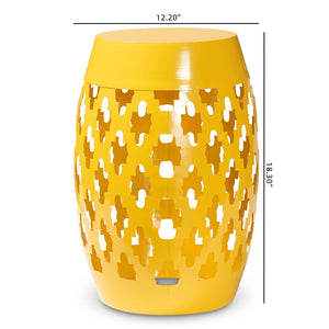 Baxton Studio Baxton Studio Modern Metal Outdoor Side Table with Geometric Cut-Out Design for Stylish Spaces Yellow H01-101370A Yellow Metal Side Table