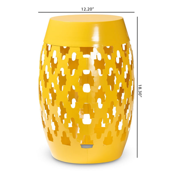 Baxton Studio Baxton Studio Modern Metal Outdoor Side Table with Geometric Cut-Out Design for Stylish Spaces Yellow H01-101370A Yellow Metal Side Table