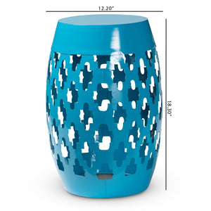Baxton Studio Baxton Studio Modern Metal Outdoor Side Table with Geometric Cut-Out Design for Stylish Spaces Blue H01-101370C Blue Metal Side Table