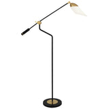 Robert Abbey Ferdinand Floor Lamp Matte Black Painted Finish w/ Modern Brass Accents Cased White Glass