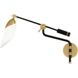 Robert Abbey Ferdinand Wall Swinger Matte Black Painted Finish w/ Modern Brass Accent Cased White Glass