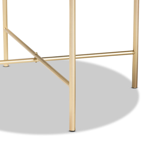 Baxton Studio Baxton Studio Maddock Luxurious Gold Metal End Table with Unique Marble Top for Modern Spaces H01-102776 Metal/Marble Side Table