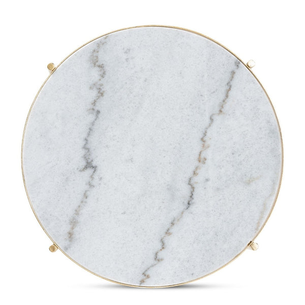 Baxton Studio Baxton Studio Maddock Luxurious Gold Metal End Table with Unique Marble Top for Modern Spaces H01-102776 Metal/Marble Side Table