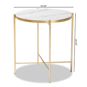 Baxton Studio Baxton Studio Maddock Luxurious Gold Metal End Table with Unique Marble Top for Modern Spaces H01-102776 Metal/Marble Side Table