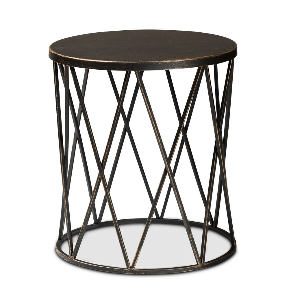 Baxton Studio Baxton Finnick Modern Industrial Antique Black Metal End Table - Compact, Stylish & Fully Assembled H01-102535 Metal Side Table