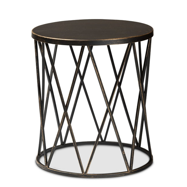 Baxton Studio Baxton Finnick Modern Industrial Antique Black Metal End Table - Compact, Stylish & Fully Assembled H01-102535 Metal Side Table