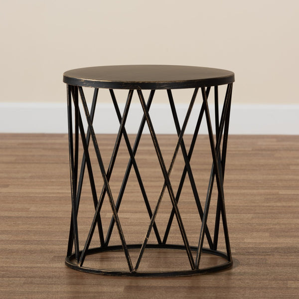 Baxton Studio Baxton Finnick Modern Industrial Antique Black Metal End Table - Compact, Stylish & Fully Assembled H01-102535 Metal Side Table