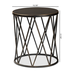Baxton Studio Baxton Finnick Modern Industrial Antique Black Metal End Table - Compact, Stylish & Fully Assembled H01-102535 Metal Side Table