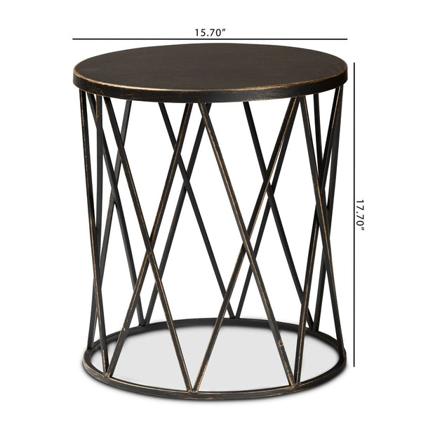 Baxton Studio Baxton Finnick Modern Industrial Antique Black Metal End Table - Compact, Stylish & Fully Assembled H01-102535 Metal Side Table