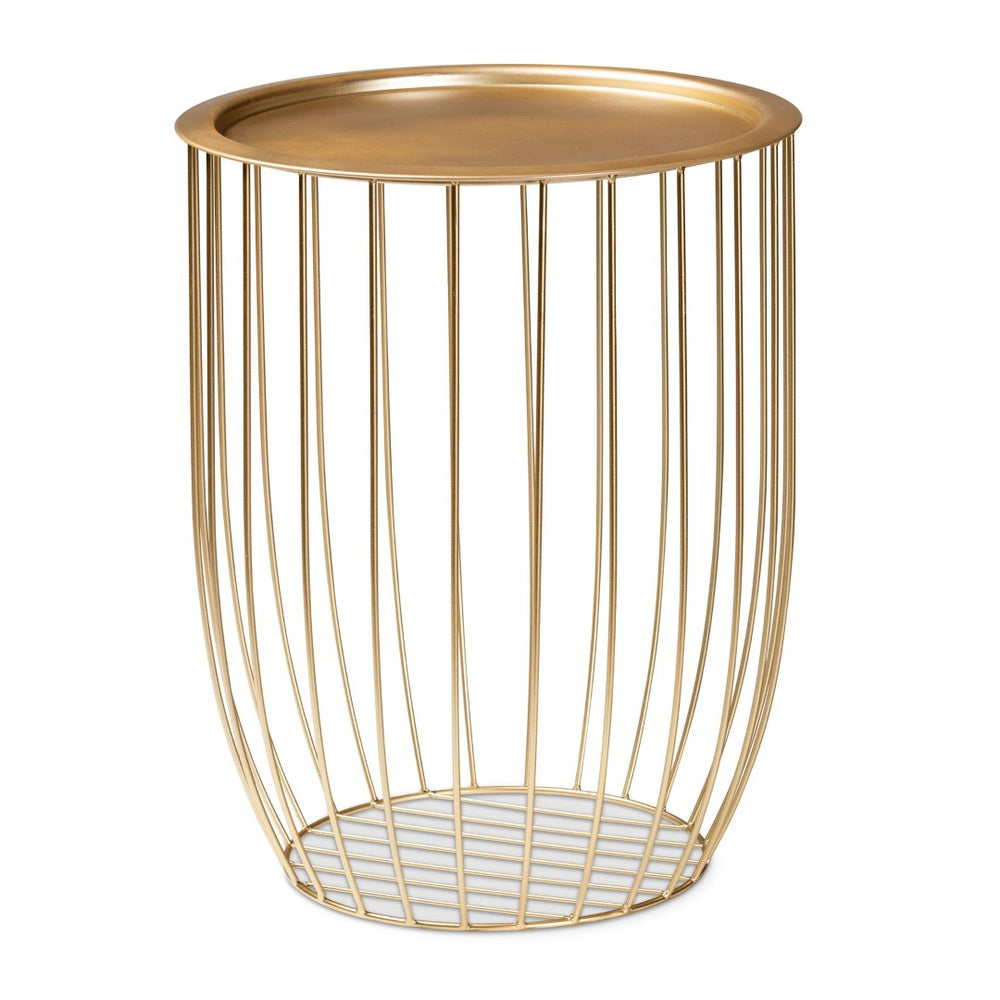 Baxton Studio Baxton Studio Mabon Gold Metal End Table – Modern, Durable Accent Piece for Stylish Home Decor H01-102594B Metal Tray Table