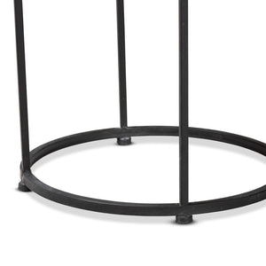 Baxton Studio Baxton Kaden Outdoor Side Table - Modern Multi-Colored Glass Mosaic & Black Metal Accent Design H01-104348 Mosaic Side Table