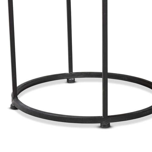 Baxton Studio Baxton Kaden Outdoor Side Table - Modern Multi-Colored Glass Mosaic & Black Metal Accent Design H01-104348 Mosaic Side Table