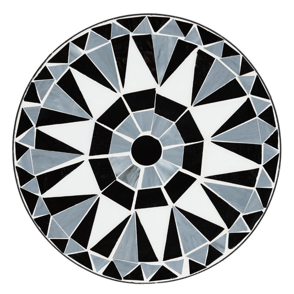 Baxton Studio Baxton Kaden Outdoor Side Table - Modern Multi-Colored Glass Mosaic & Black Metal Accent Design H01-104348 Mosaic Side Table