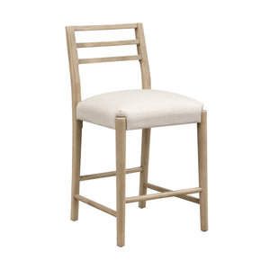 English Elm Christopher Knight Home® - COUNTER Ladder Back Farmhouse Counter Stool Set of 2 with Upholstered Seats and Tapered Rubberwood Legs Beige N771P339873A