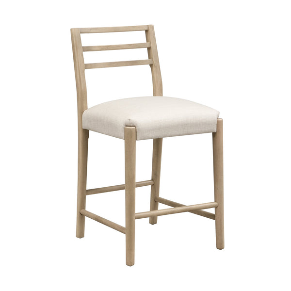 English Elm Christopher Knight Home® - COUNTER Ladder Back Farmhouse Counter Stool Set of 2 with Upholstered Seats and Tapered Rubberwood Legs Beige N771P339873A