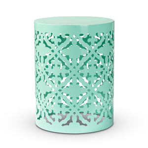 Baxton Studio Baxton Studio Jamila Stylish Modern Metal Outdoor Side Table with Geometric Cut-Out Design Aqua H01-104258 Aqua Metal Side Table