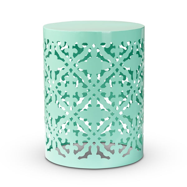 Baxton Studio Baxton Studio Jamila Stylish Modern Metal Outdoor Side Table with Geometric Cut-Out Design Aqua H01-104258 Aqua Metal Side Table
