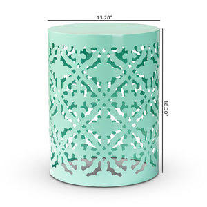 Baxton Studio Baxton Studio Jamila Stylish Modern Metal Outdoor Side Table with Geometric Cut-Out Design Aqua H01-104258 Aqua Metal Side Table