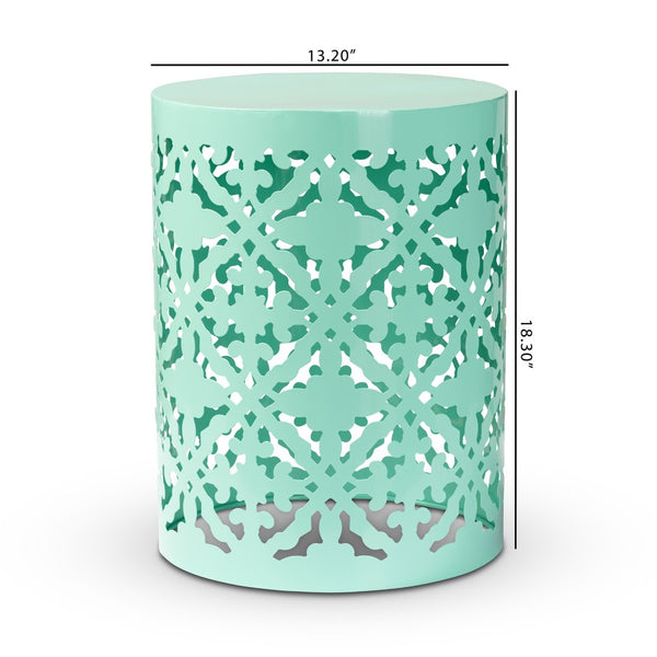 Baxton Studio Baxton Studio Jamila Stylish Modern Metal Outdoor Side Table with Geometric Cut-Out Design Aqua H01-104258 Aqua Metal Side Table