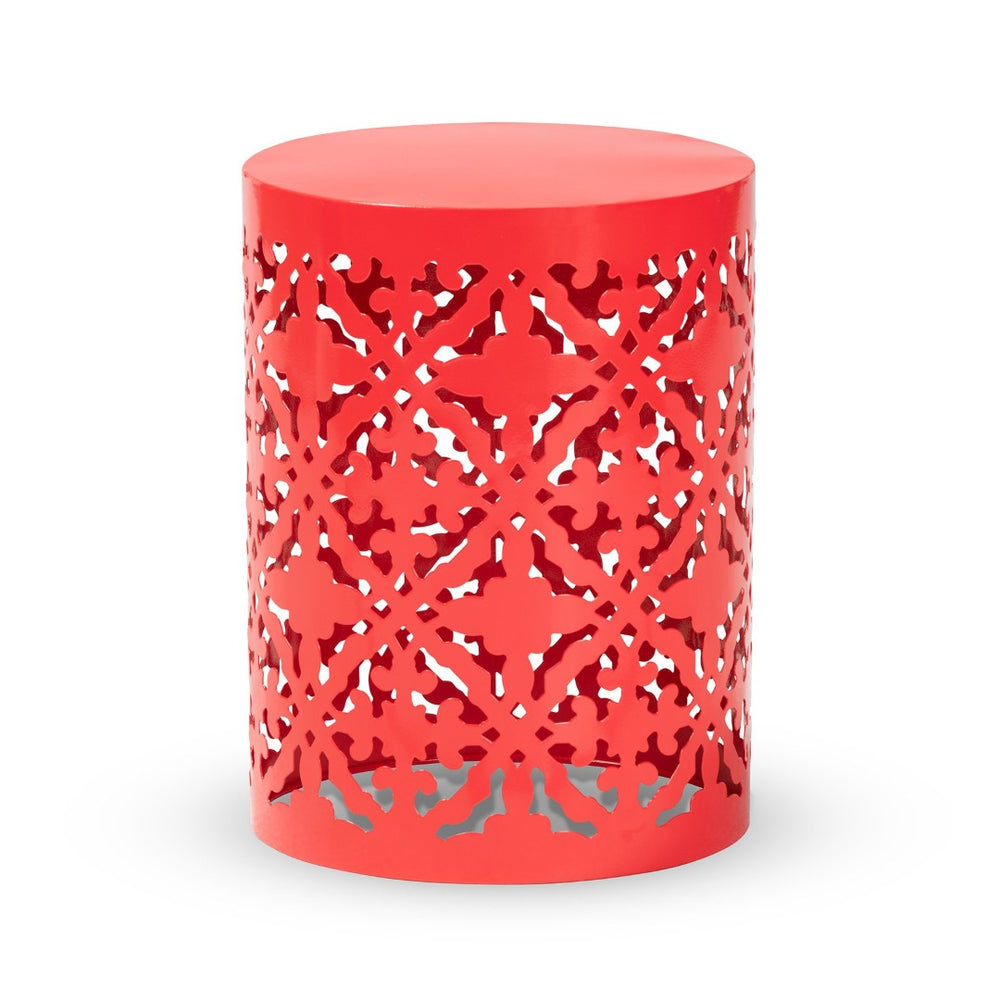 Baxton Studio Baxton Studio Jamila Stylish Modern Metal Outdoor Side Table with Geometric Cut-Out Design Red H01-104258 Red Metal Side Table