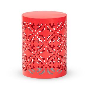 Baxton Studio Baxton Studio Jamila Stylish Modern Metal Outdoor Side Table with Geometric Cut-Out Design Red H01-104258 Red Metal Side Table