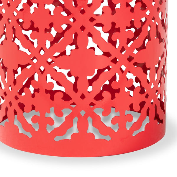 Baxton Studio Baxton Studio Jamila Stylish Modern Metal Outdoor Side Table with Geometric Cut-Out Design Red H01-104258 Red Metal Side Table