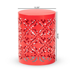 Baxton Studio Baxton Studio Jamila Stylish Modern Metal Outdoor Side Table with Geometric Cut-Out Design Red H01-104258 Red Metal Side Table