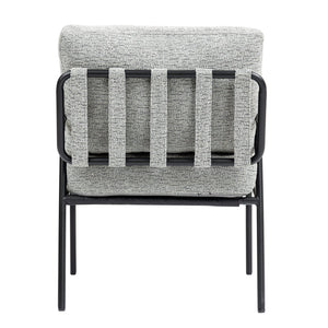 English Elm Modern Accent Chair with Natural Wood Arms, Black Metal Frame, Plush High-Rebound Cushion Comfort Grey W2215P248473