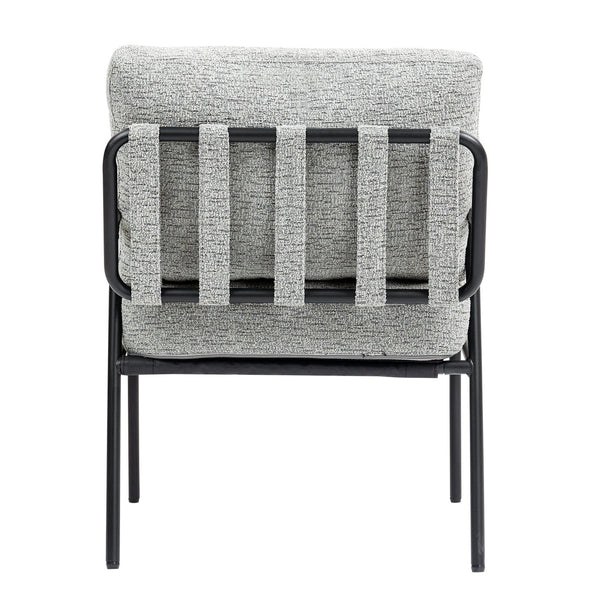 English Elm Modern Accent Chair with Natural Wood Arms, Black Metal Frame, Plush High-Rebound Cushion Comfort Grey W2215P248473