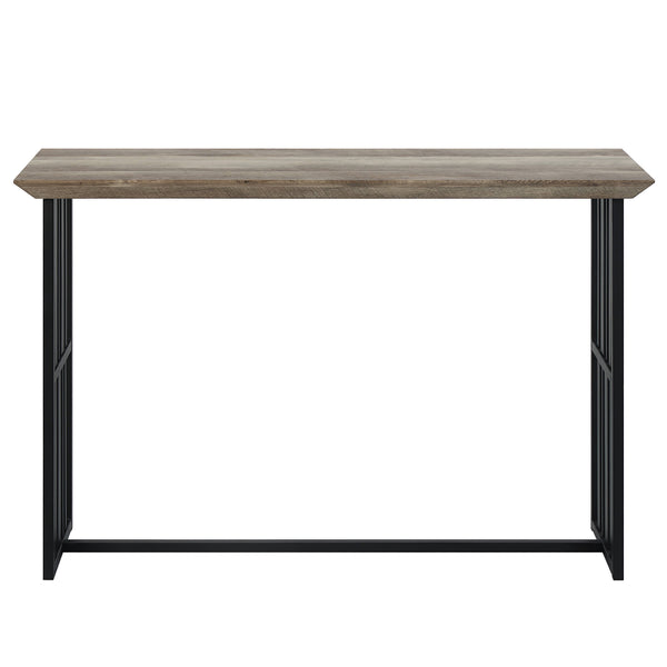 English Elm Zudora Sleek Antique Oak & Black Finish Sofa Table with 50mm Thick Top, Metal Frame, Modern Minimalist Design Black,Oak 52 L x 22 W x 4 H B2726P268330