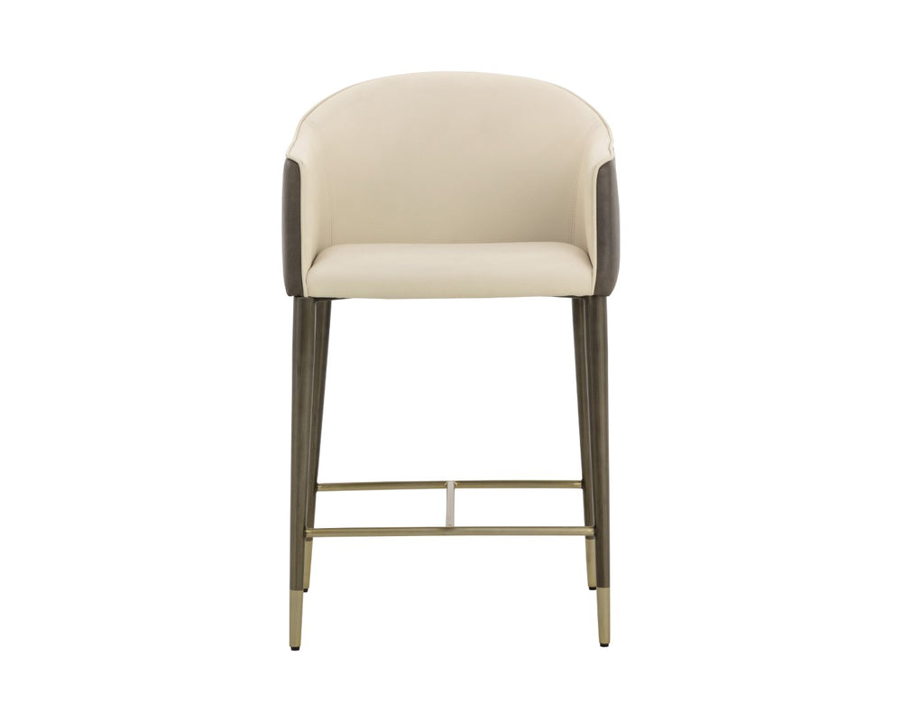 Sunpan KYLIN Modern Counter Stool - Dillon Cream & Bravo Ash Faux Leather, Stylish & Durable Design 112244