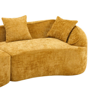 English Elm Yellow Curved Compressed Sofa - Nordic Design, Soft Upholstery, Versatile Comfort For Any Space W3612S00011-GIGA