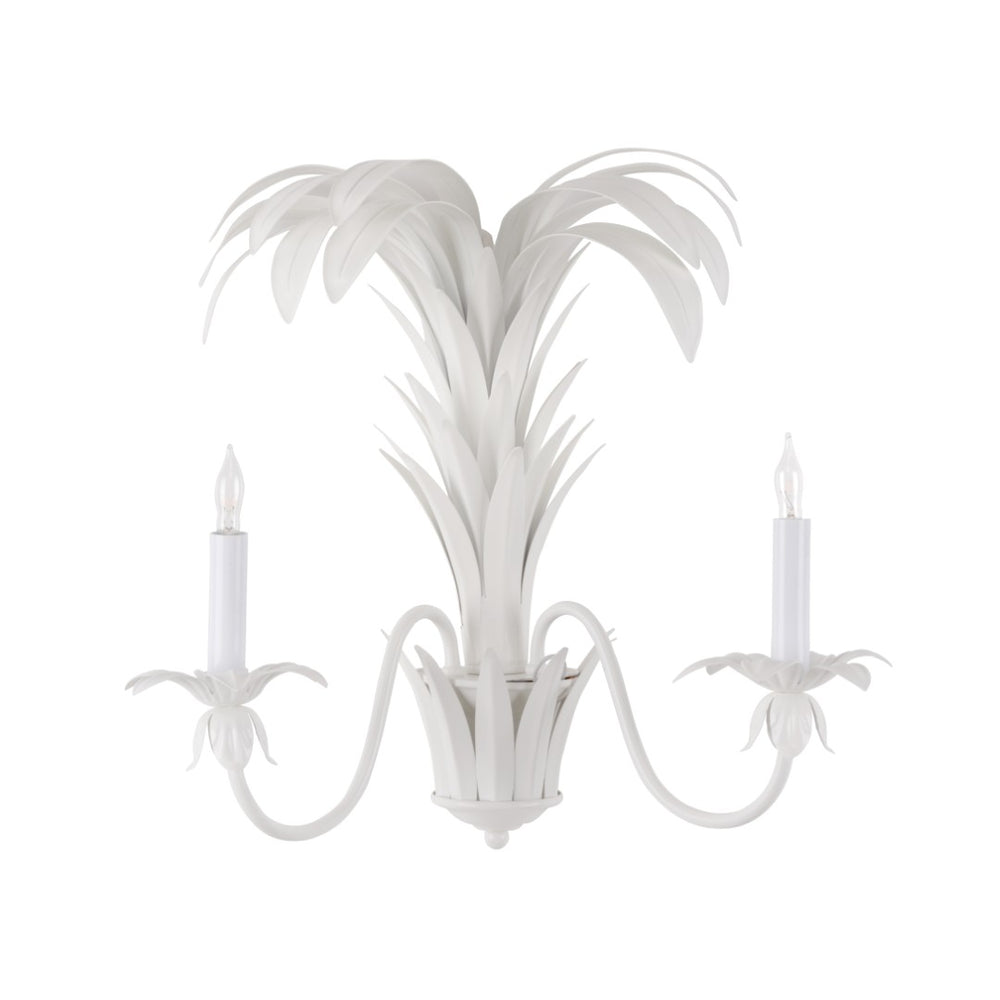 Wildwood Fontana Antique White 2-Arm Tole Sconce With Fountain Motif — Classic Ambient Lighting For Hallways 12134