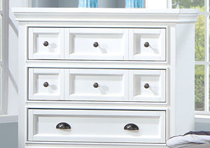 English Elm Transitional Solid Wood Chest with Five Smooth Glide Drawers, Felt-Lined Top, Timeless Design White 39 L x 21 W x 56 H B2741P369372