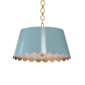 Wildwood Mirasol Scalloped Pendant With Gold Interior And White Chain — Playful Modern Accent Light For Kids Rooms Blue 12141