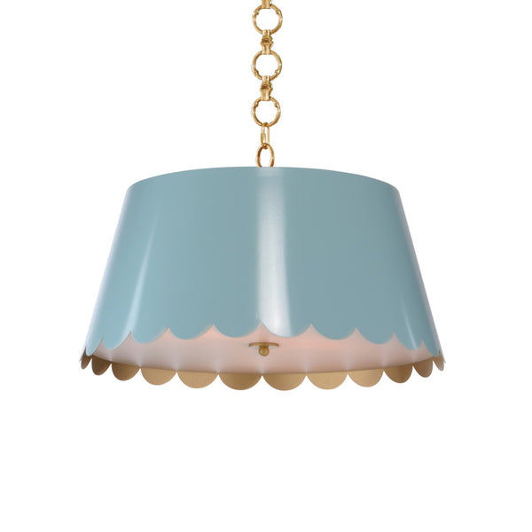 Wildwood Mirasol Scalloped Pendant With Gold Interior And White Chain — Playful Modern Accent Light For Kids Rooms Blue 12141