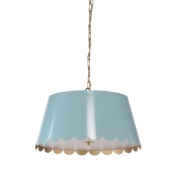 Wildwood Mirasol Scalloped Pendant With Gold Interior And White Chain — Playful Modern Accent Light For Kids Rooms Blue 12141
