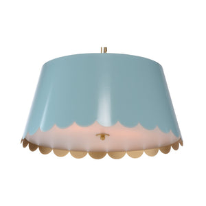 Wildwood Mirasol Scalloped Pendant With Gold Interior And White Chain — Playful Modern Accent Light For Kids Rooms Blue 12141