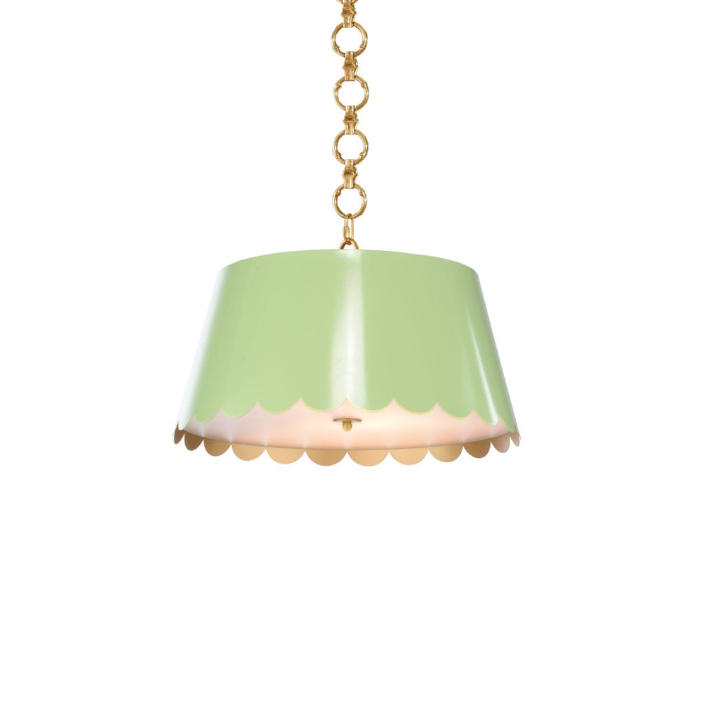 Wildwood Mirasol Scalloped Pendant With Gold Interior And White Chain — Playful Modern Accent Light For Kids Rooms Green 12142