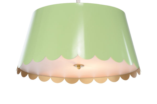 Wildwood Mirasol Scalloped Pendant With Gold Interior And White Chain — Playful Modern Accent Light For Kids Rooms Green 12142