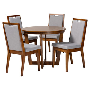 Baxton Studio Baxton Ana Modern 5-Piece Dining Set in Grey & Walnut - Stylish, Comfortable, and Durable Design Ana-Grey/Walnut-5PC Dining Set